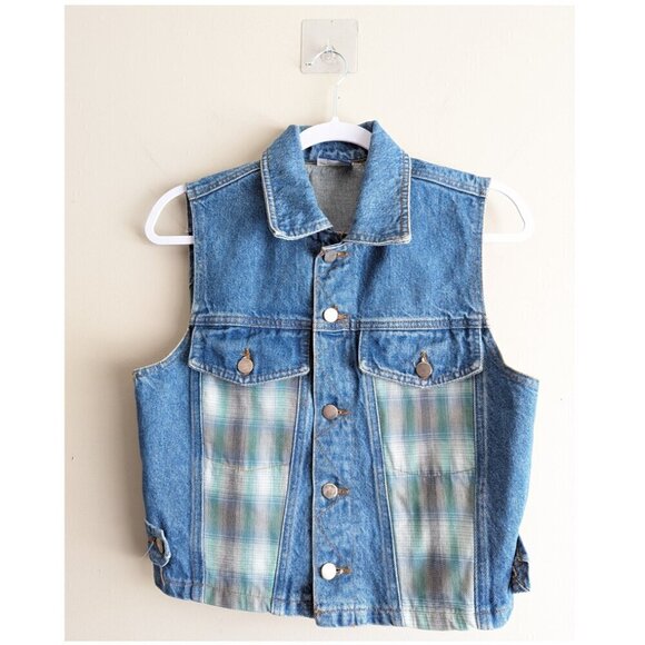 Vintage Denim plaid vest - Picture 1 of 7